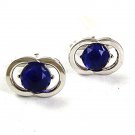 Vintage Silvertone & Blue Cufflinks By SWANK 4417