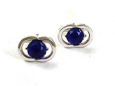 Vintage Silvertone & Blue Cufflinks By SWANK 4417