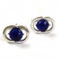 Vintage Silvertone & Blue Cufflinks By SWANK 4417