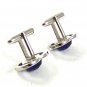 Vintage Silvertone & Blue Cufflinks By SWANK 4417