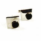 Silvertone & Black Cufflinks Unbranded 4716a