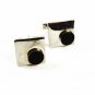 Silvertone & Black Cufflinks Unbranded 4716a
