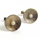 Vintage Goldtone Faux Pearls & Stars Galaxy Cufflinks 101817