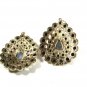 Large Sparkley Purple Red & Goldtone Dangley Pierced Earrings Unbranded 8315