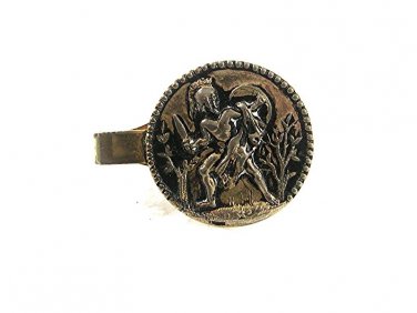 Vintage Silvertone Greek / Roman Warrior Tie Clasp 62317