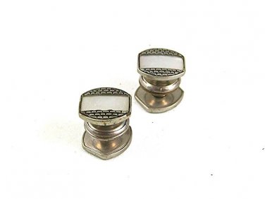 Deco Silvertone Mother Pearl Cufflinks By B&W KUM-A-PART PAT. 1923 52917