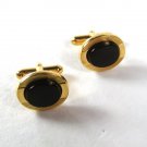 Gold Tone & Black Dress Cufflinks Unbranded 52016