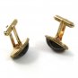 Vintage Goldtone Black With Gold Streaks Cufflinks 31817