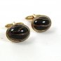 Vintage Goldtone Black With Gold Streaks Cufflinks 31817