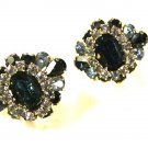 Gorgeous Blue & White Rhinestone Clip On Earrings by HOBE 71215