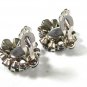Gorgeous Blue & White Rhinestone Clip On Earrings by HOBE 71215