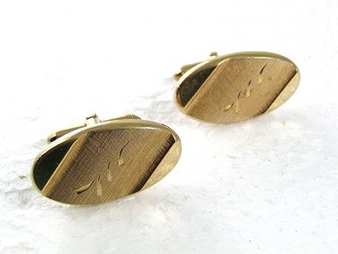 Vintage Goldtone Brushed Cufflinks By SWANK 71717