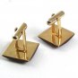 Vintage Goldtone Brown Fleur de Lis Cufflinks 81517