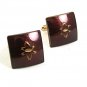 Vintage Goldtone Brown Fleur de Lis Cufflinks 81517