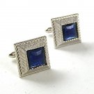 1970's Silver Tone & Blue Cufflinks By SWANK 1217