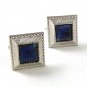 1970's Silver Tone & Blue Cufflinks By SWANK 1217