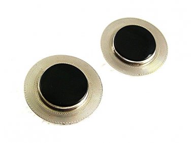 Vintage Silvertone & Black  1 1/4" Cufflinks By DESTINO 73117