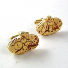 Gold Tone Helbros 17 Jewels STEAMBUCK Watch Cufflinks 1317