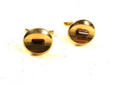 1960's Goldtone & Red Cufflinks Unbranded 102215