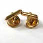 Vintage Gold Tone & Red/Pinkish ? Cloth Cufflinks 8916