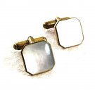 Vintage Goldtone Mother of Pearl Square Cufflinks 8417