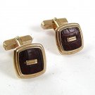 1960's Gold Tone & Leather Cufflinks By SWANK 2117