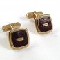 1960's Gold Tone & Leather Cufflinks By SWANK 2117