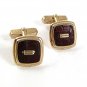 1960's Gold Tone & Leather Cufflinks By SWANK 2117