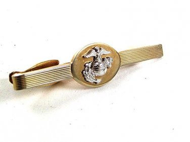 Vintage Gold Tone & Silver Tone MARINE Tie Clasp Marked O.E.C. 7-76 3117