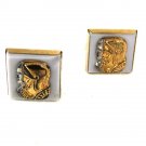 Vintage Goldtone Silvertone Greek Warriors Cufflinks by ANSON 31116