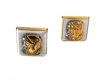 Vintage Goldtone Silvertone Greek Warriors Cufflinks by ANSON 31116