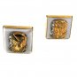Vintage Goldtone Silvertone Greek Warriors Cufflinks by ANSON 31116