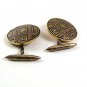 Vintage Damascene Goldtone Black Cufflinks 10217