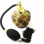 Gold Tone Orange & Green Art Glass Flowers Perfume Bottle & Atomizer 1117ab
