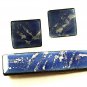 Mid Century Modern Blue Enameled Cufflinks & Tie Clasp 1317