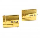 Vintage Goldtone & 3 Small Rhinestones Cufflinks 33017