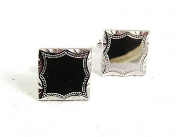 Vintage Shield Silvertone Monogrammable Cufflinks By ANSON 102417