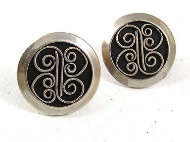 1970'S Silvertone & Black Cufflinks 51817