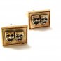 1960's Gold Tone Comedy Tragedy Cufflinks By SWANK 1217