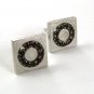 Vintage Slvertone & Red Rhinestones Cufflinks 31517