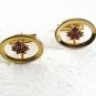 Vintage Goldtone Red Maple Leaf Cufflinks 8917