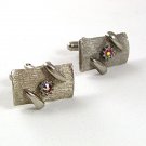 Vintage Silvertone & Aurora Borealis Cufflinks 51917