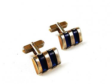 1960's Gold Tone & Blue Cufflnks By SWANK 91616
