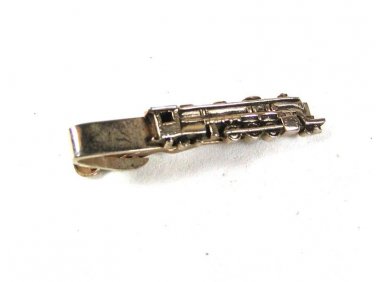 Vintage Silver Tone Train Locomotive Tie Clasp Unbranded 7416