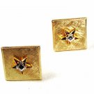 Goldtone Silvertone Red Blue Masonic Cufflinks Unbranded 32616