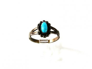 Southwest Sterling Silver Turquoise Ring Size 8 By Conjoined WM 41316