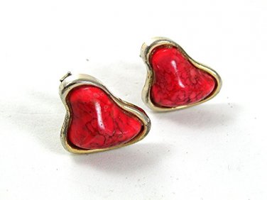 Vintage Silvertone & Pink or Red Cufflinks Pat. 2472958 31517