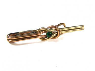 1950's Goldtone Green Tie Clasp Unbranded 82015