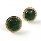 Vintage Goldtone & Green Cufflinks By HICKOK USA 6117