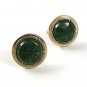 Vintage Goldtone & Green Cufflinks By HICKOK USA 6117